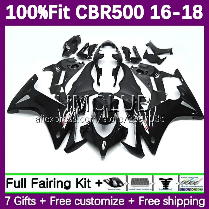 Glossy Black Injection Fairing For HONDA CBR500 CBR 500R 500 R RR 500CC 16 17 18 45No.1 CBR500RR CBR500R 2016 2017 2018 Bodys