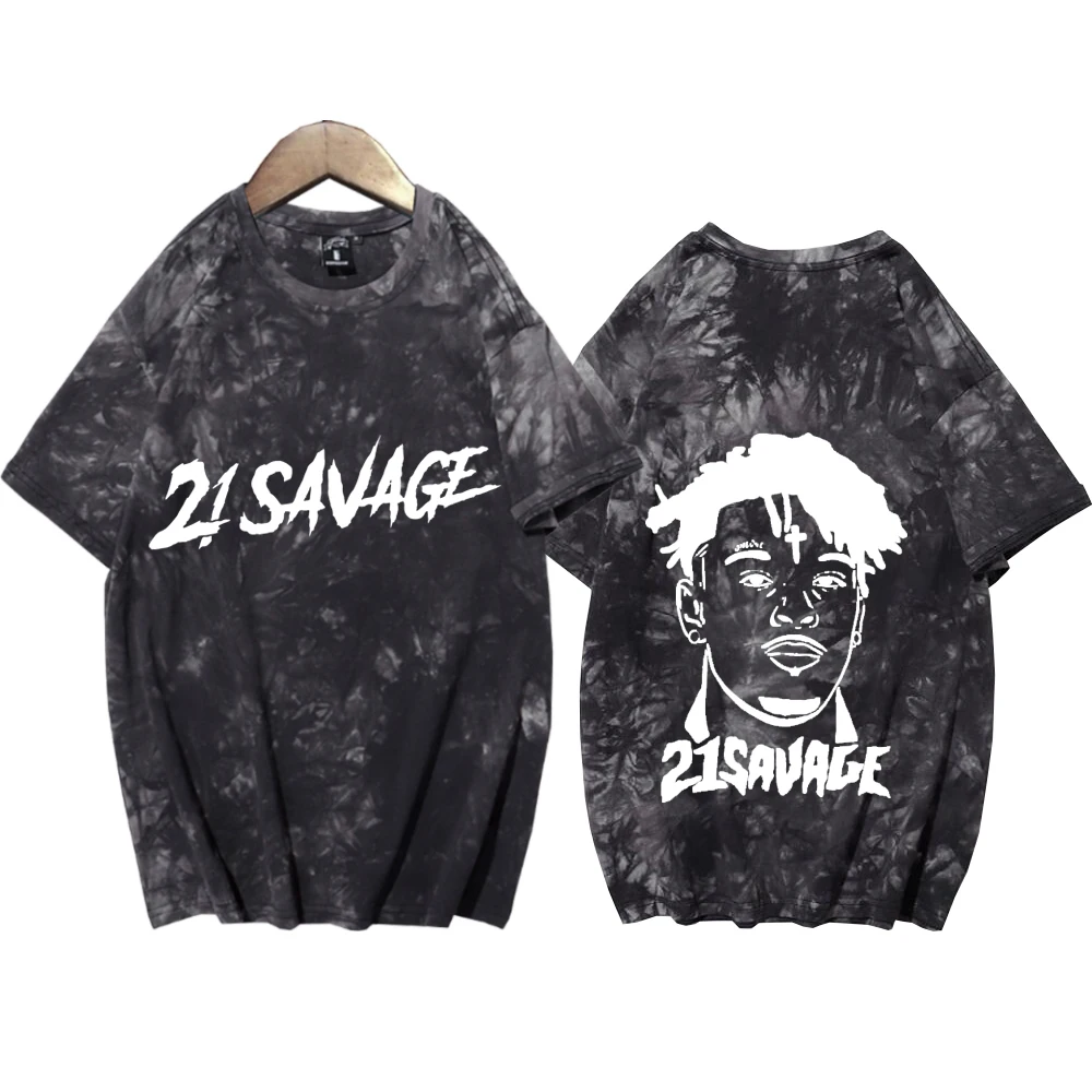 American Dream 21 Savage 2024 Tie Dye Shirts  Man Woman Harajuku Summer Casual Tee Tops Regular