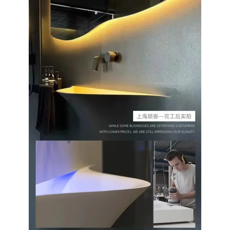 3017 open smile washbasin semi-embedded washbasin Corian single basin acrylic micro-cement washbasin