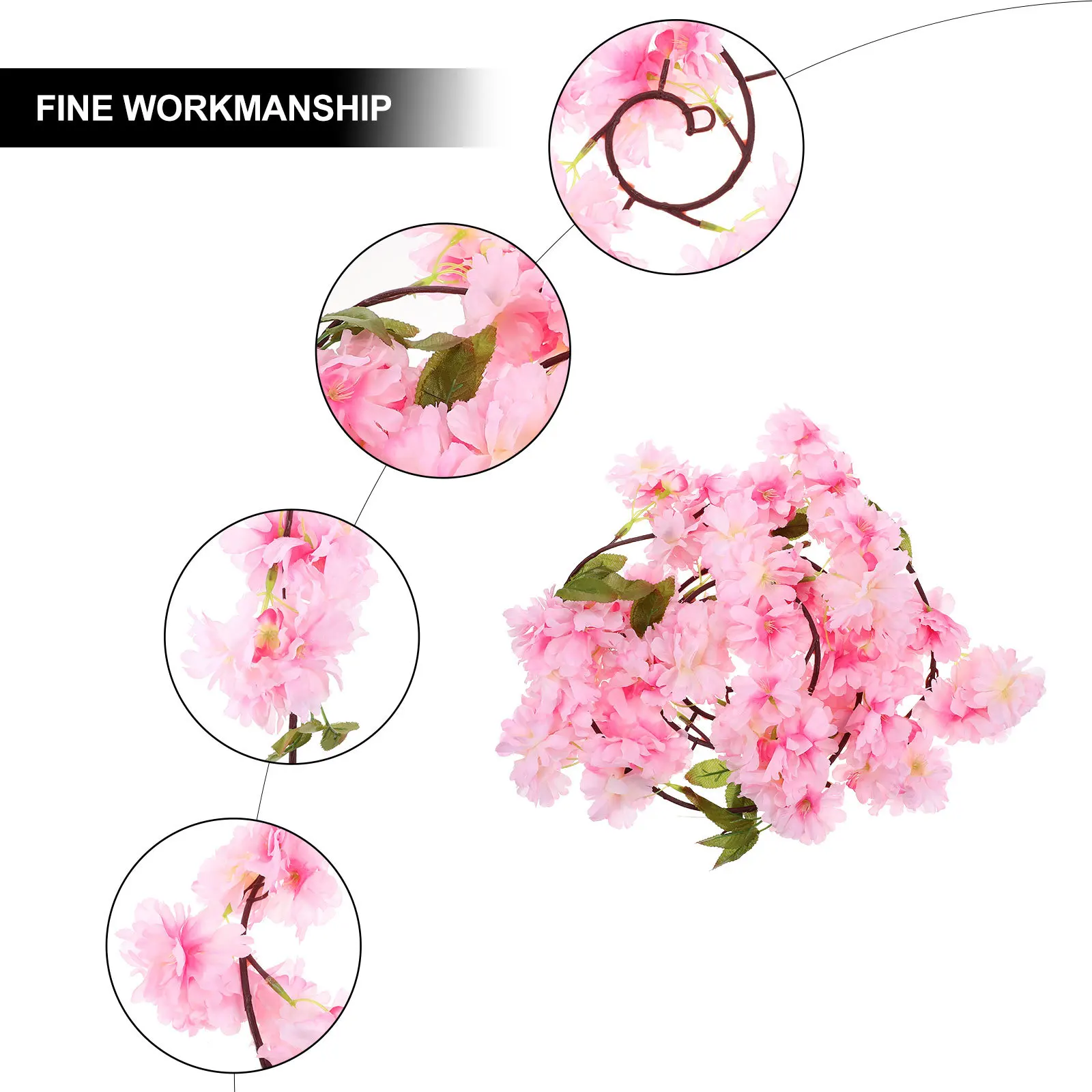 

1Pcs Artificial Cherry Blossom Vine Vivid Fake Flower Garland Flexible Wedding Wall Hanging Decor Wedding Festival Decoration