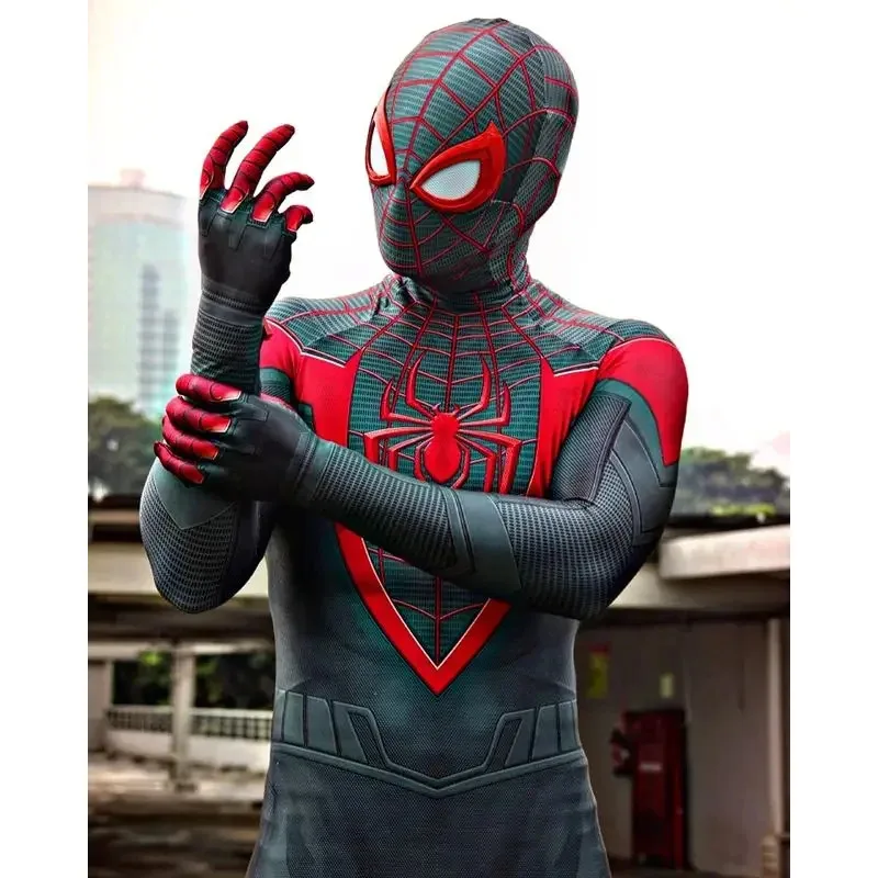 Spidercosplay مايلز موراليس PS5 الكبار الاطفال بيتر باركر خارقة تأثيري حلي كامل ارتداءها Zentai الجلد الثاني البدلة