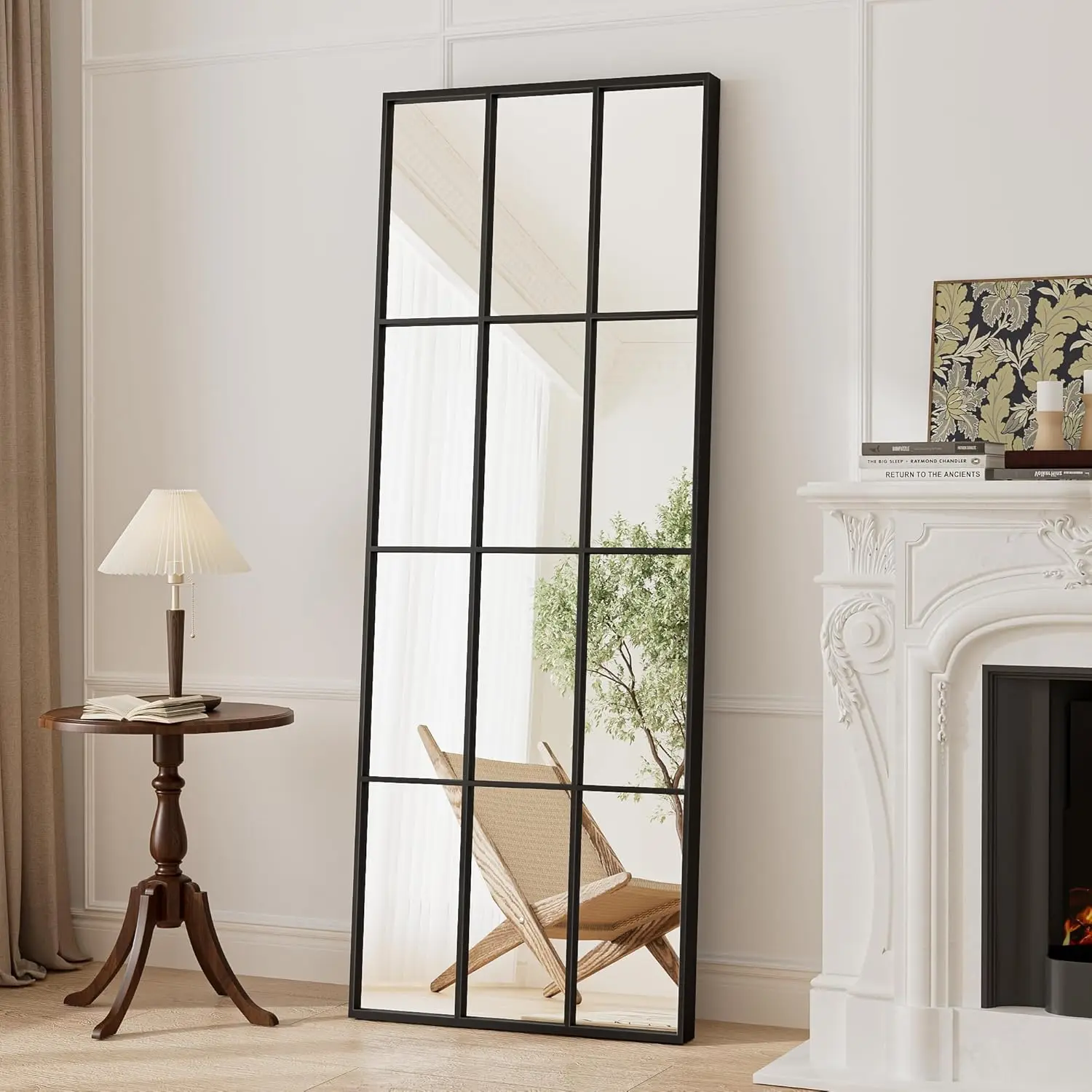

Mirror Full Length, 65"x22" Large Rectangular Mirrors, Black Window Pane Wall Body Mirror with Aluminum Frame, Farmhouse Standin