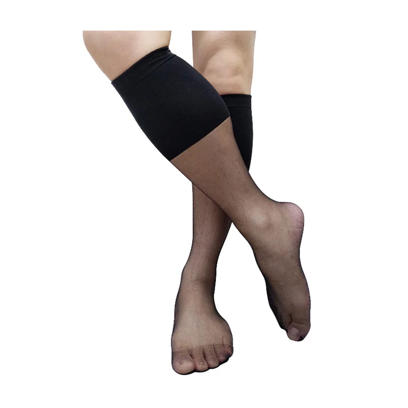 

Ультратонкие прозрачные мужские носки, прозрачные черные сексуальные деловые классические носки, нижнее белье до колена, длинные чулки-трубочки, мягкие