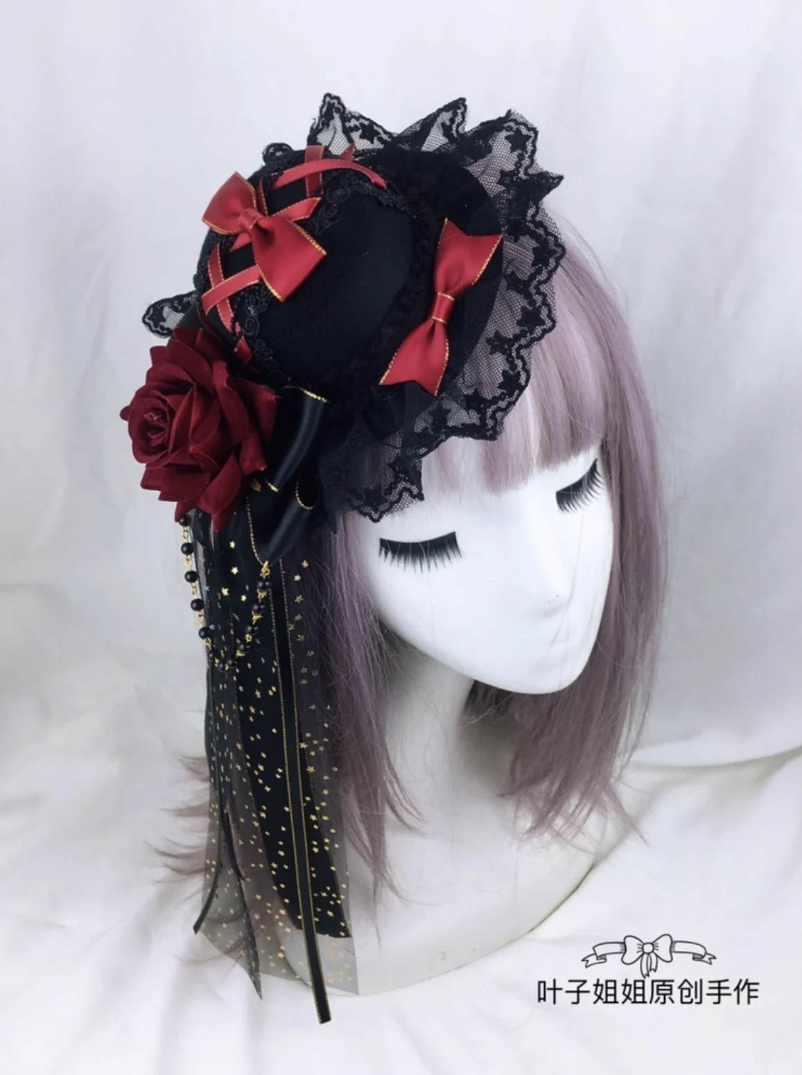 Lolita Headdress Lolita Gothic Kill Dark All-Match Lolita Rose Hat Hairpin Headdress