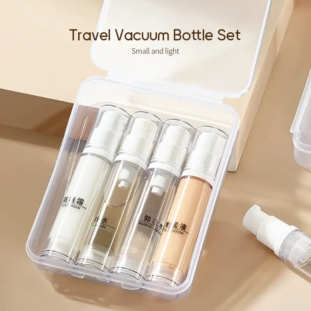 5ml 10ml 4Pcs Travel Sub-Bottling Set AS Vacuum Spray Lotion Cosmetic Empty Refillable Bottle Portable On Plane