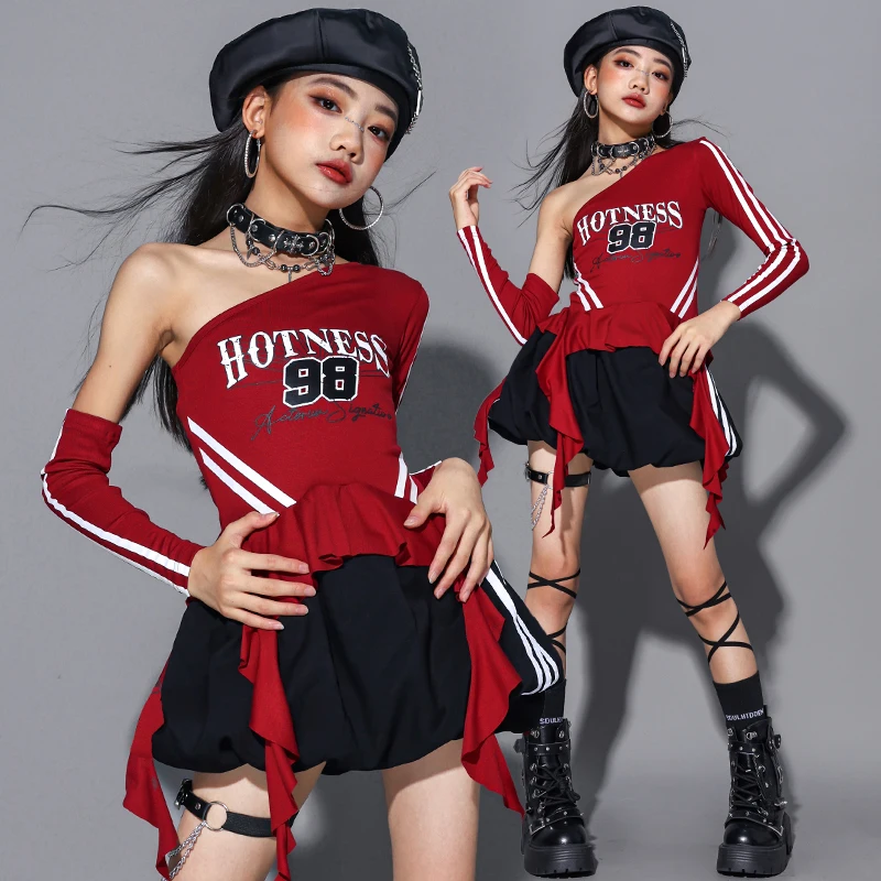 الفتيات الهيب هوب جميل المحاصيل الأعلى نفخة التنانير البضائع السراويل الطفل الشارع الشهير فتاة مجموعة ازياء الاطفال K-pop شارع الرقص الملابس مجموعات #6