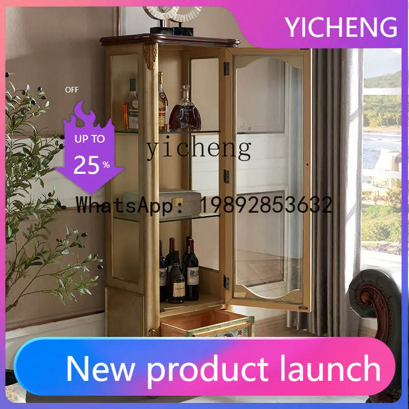 

solid wood wine corner cabinet glass European living room old wall side cabinet display cabinet locker