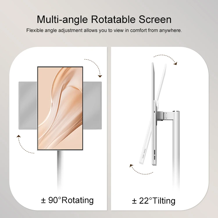 21.5in Android, Smart Rotating Tablet, Floor Standing, Portable, Touchscreen Smart Screen, TV, Mobile TV, Freescreen, Mobile