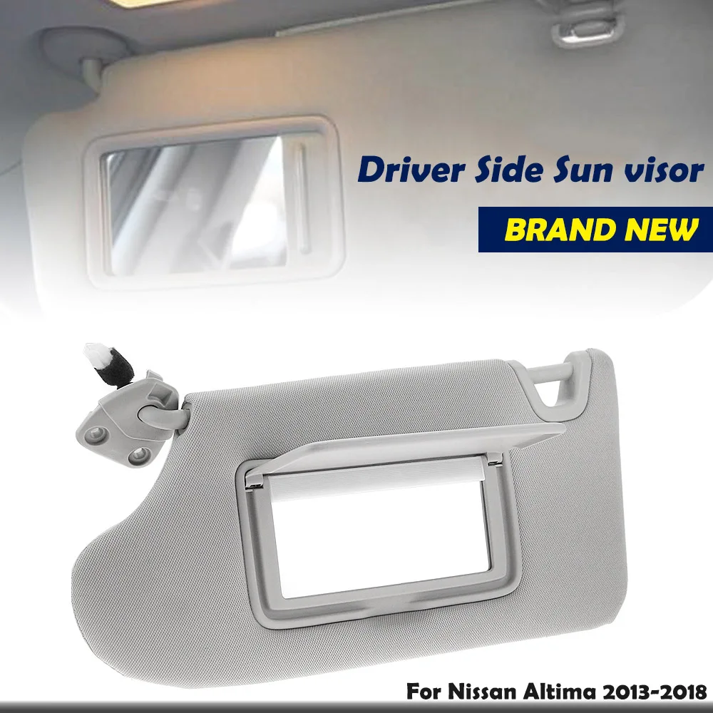 

Car Front Sun Visor w/ Wired Mirror Gray Left Right Side Interior Window Cover Shade Auto Accessory For Nissan Altima 2013-2018