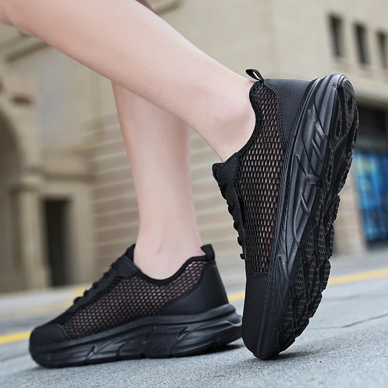 Casual Sneakers Men Shoes 2024 Spring Low-top Non-slip Men's Jogging Shoes Trendy Solid Color Men's Mesh Shoes Big Size 39-48