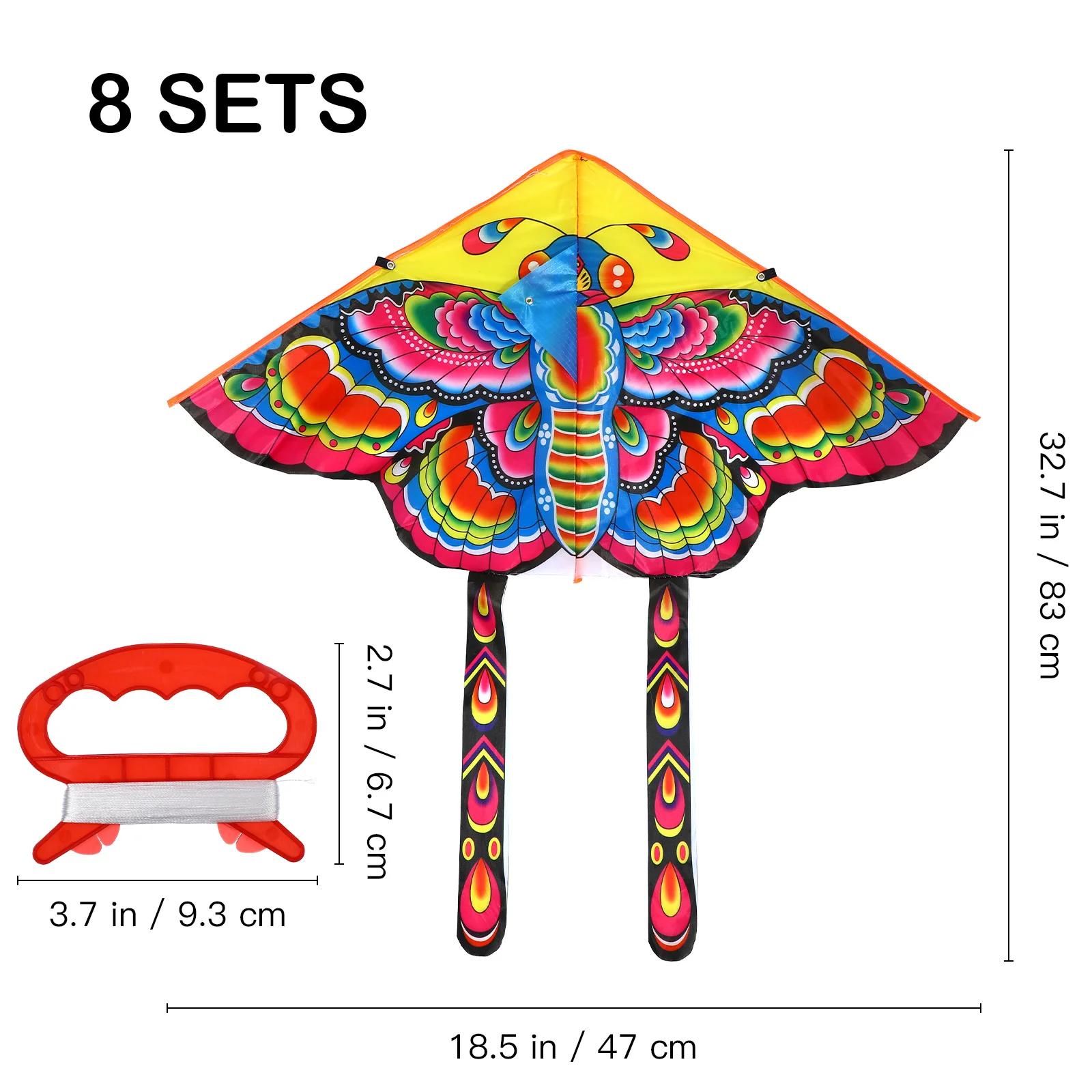 8 set Waterproof Polyester Butterfly Kite For Kids Outdoor Play Bright Color Triangle Cloth Kite Game
