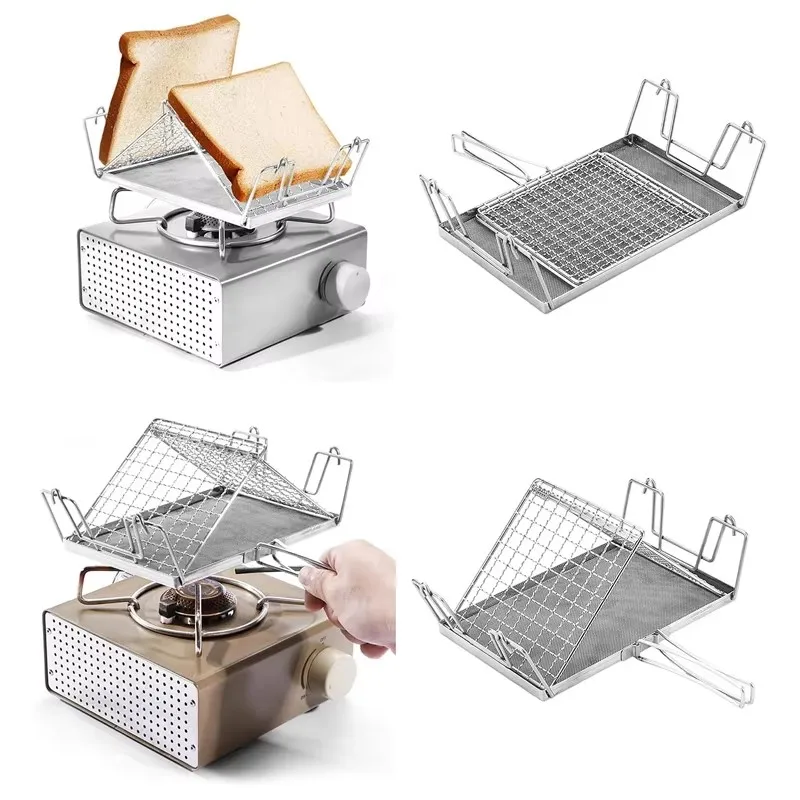 1 Pc Stainless Steel Foldable Portable Camping Stove Toaster, Grill, Easy to Store – Perfect for Hiking, Picnics, and Outdoor Use