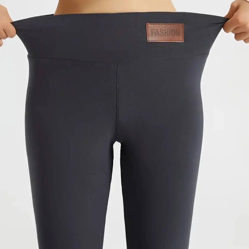 Leggings casuais de comprimento total, calças de cintura média, design básico confortável, roupa inferior feminina, leggings da moda