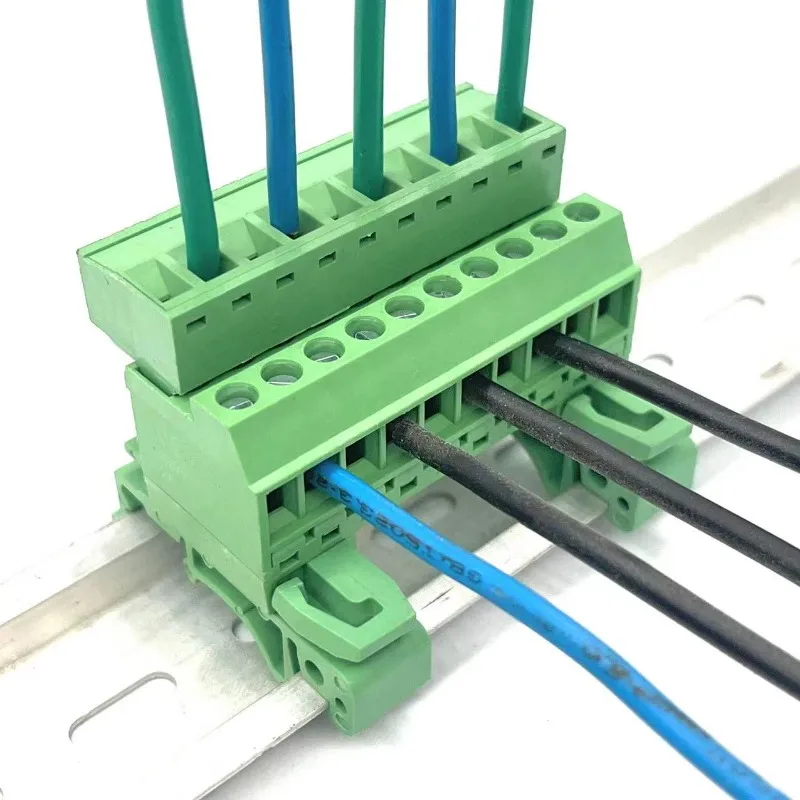 5sets rail plug-in terminal block 2EDG-UVK-5.08mm installation 35mm rail clamp pin solder free docking pitch 5.08mm