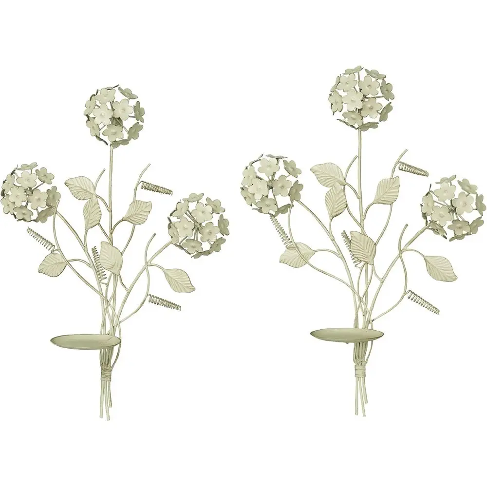 

Gold Hydrangea Patterned Candle Wall Sconces Set