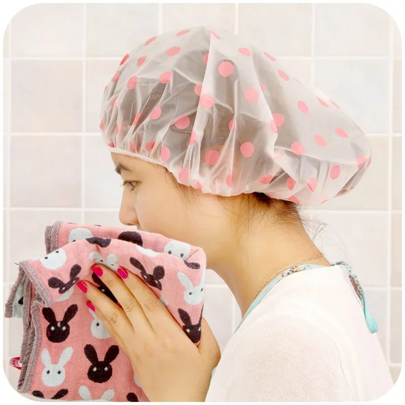 Bashroom Shower Waterproof Cap Thicken Elastic Bath Hat Bathing Cap for Women Hair Salon Bashroom Disposable Women Shower Caps