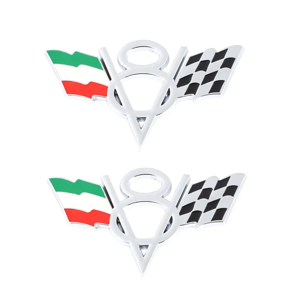 

2x Chrome Italy Flag V8 Fender Body Door Emblem for Sierra Silverado Titan F150 Car Sticker Accessories