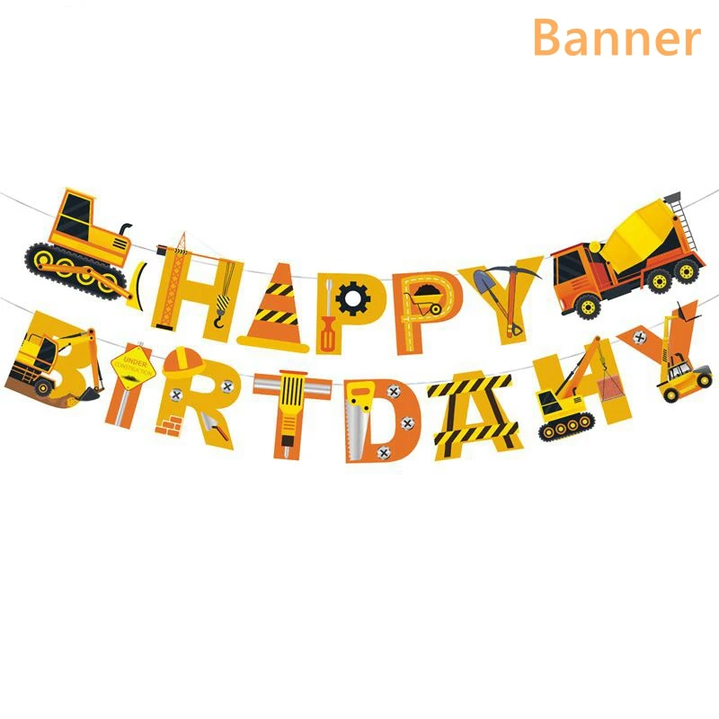 Graafmachine Truck Bouwfeest Plaat Cup Servies Happy Birthday Party Decor Kids Favor Jongens Verjaardag Babyshower Benodigdheden