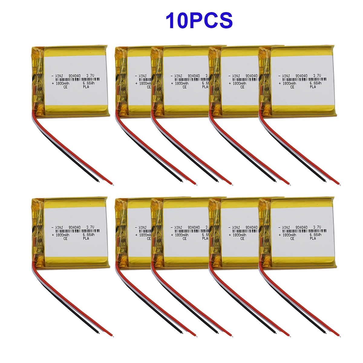 10 шт., 3,7 В, 1800 мАч, 6,66 Втч, литиевая батарея Lipo Li 804040   Термистор, 3-проводной для GPS-регистратора, Bluetooth-динамика, пульт дистанционного управления