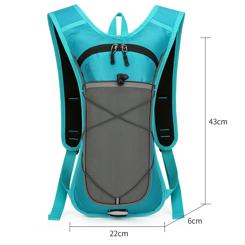 Toposhine Lightweight Teal&Gray Hydration Backpack for Hiking Cycling Running Breathable Mesh Back Elastic Bungee Storage Bags