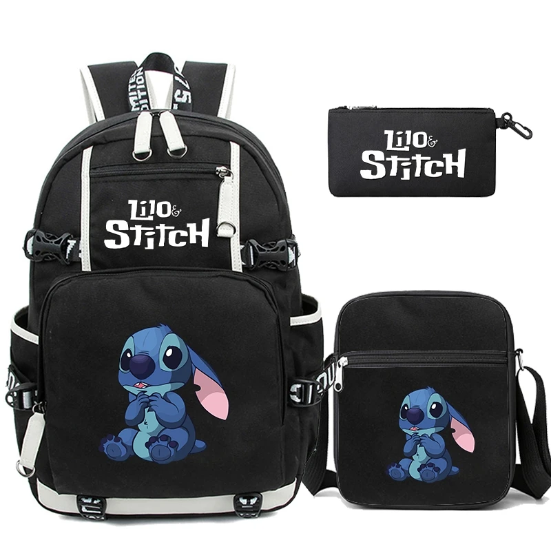 Disney-Sac à dos de dessin animé CAN o Stitch pour enfants, sac à dos pour adolescents, sac d'école avec sac à lunch, cartable pour étudiant garçon et fille, Mochila