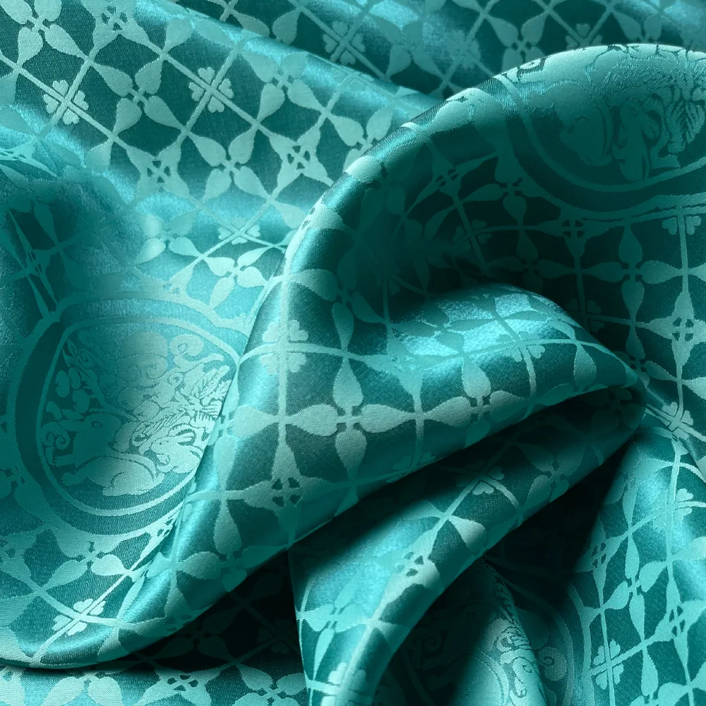 

Chinese Style Rabbit Jacquard Silk Nylon Brocade Fabric for Blue Cheongsam Vest Jacket Dress 140CM Wide F131
