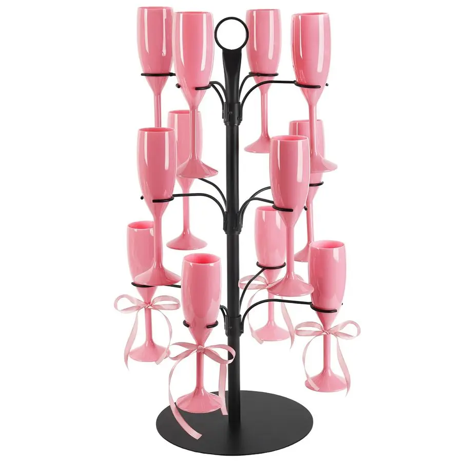 Soporte para Bebidas en Forma de Árbol, Torre de Champán, Portavasos de Vino, 3 Niveles, 12 Soportes, Exhibidor de Bebidas para Bar y Hogar, Apto para Gin, Cócteles