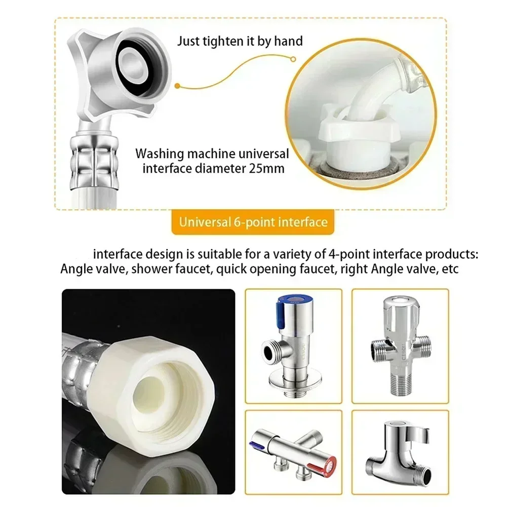 1PC Water Pipe 0.6m Leak-proof Compatible With Most Washing Machine Models Water Inlet Pipe Extension Home Appliance Parts