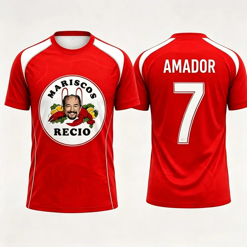 Mariscos Recio Amador 7 Graphic Print Men T Shirt Quick Dry Athletic Short Sleeve Football Training Top