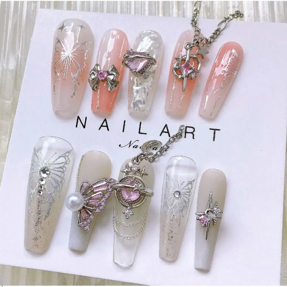 1PC Gorgeous Sailor Moon Figure Nail Charms Pink Crystal Bow Butterfly Nail Art Decor Gentle Y2K Nail Part DIY Manicure Supplies