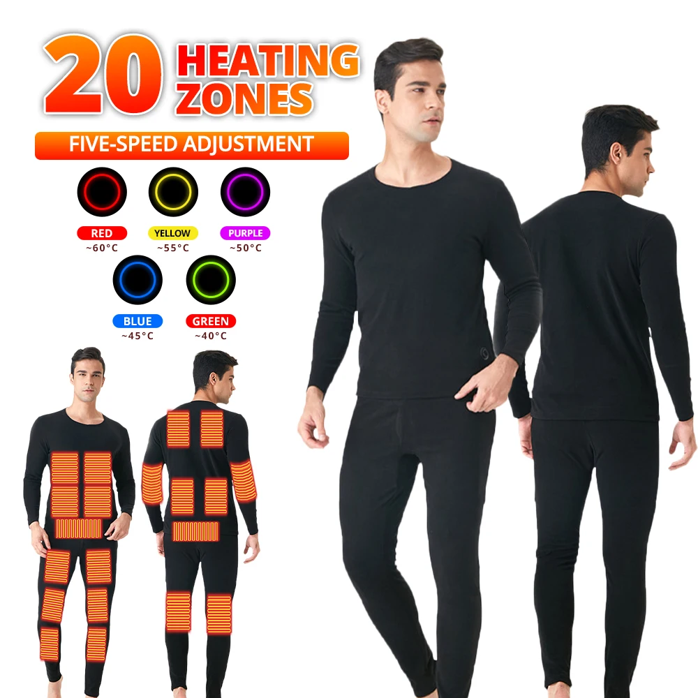 

APP Control Skiwear Heated Winter Thermal Underwear Heated Clothing Men Heated Underwear Set USB Electric Heating Jacket