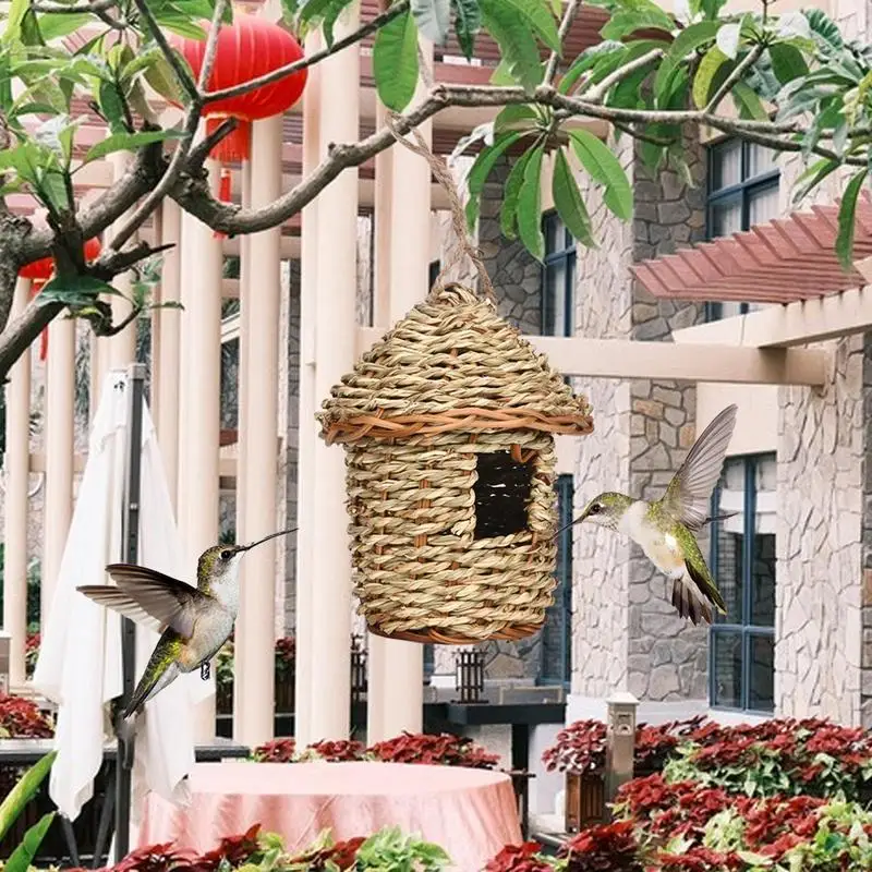 

Straw Birds Nest Parrot Hut Birds Hatching Straw Cave Bird Hut Breeding Cave For Garden Balcony Porch Tree Trunk Outdoor