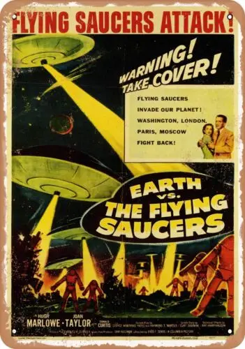 Metal Sign - Earth vs the Flying Saucers (1956) - Vintage Look