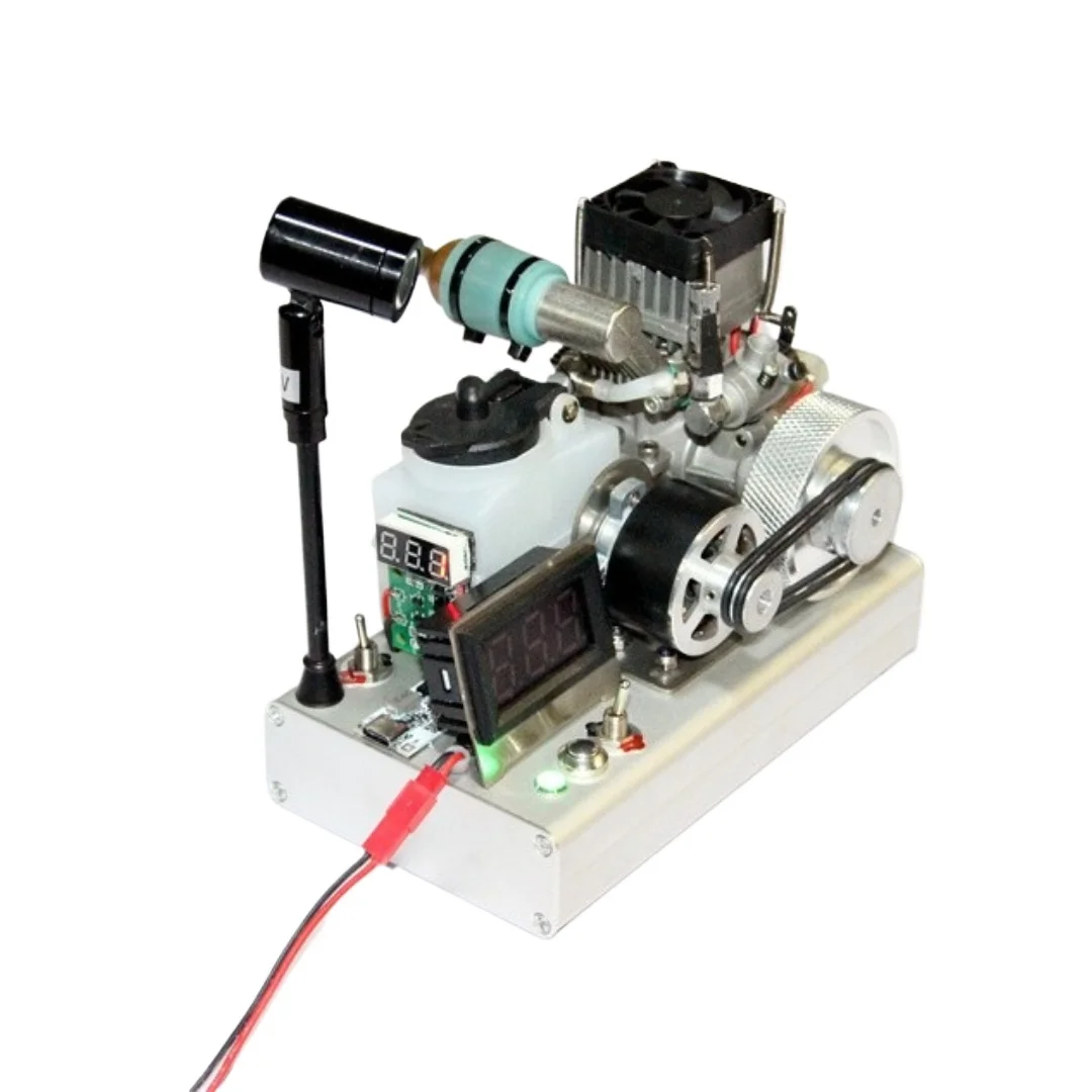 Mini Starter Motor Generator 12 Stage Methanol Engine Starter Base Pre-assembled Metal Engine Precision Model with Radiator