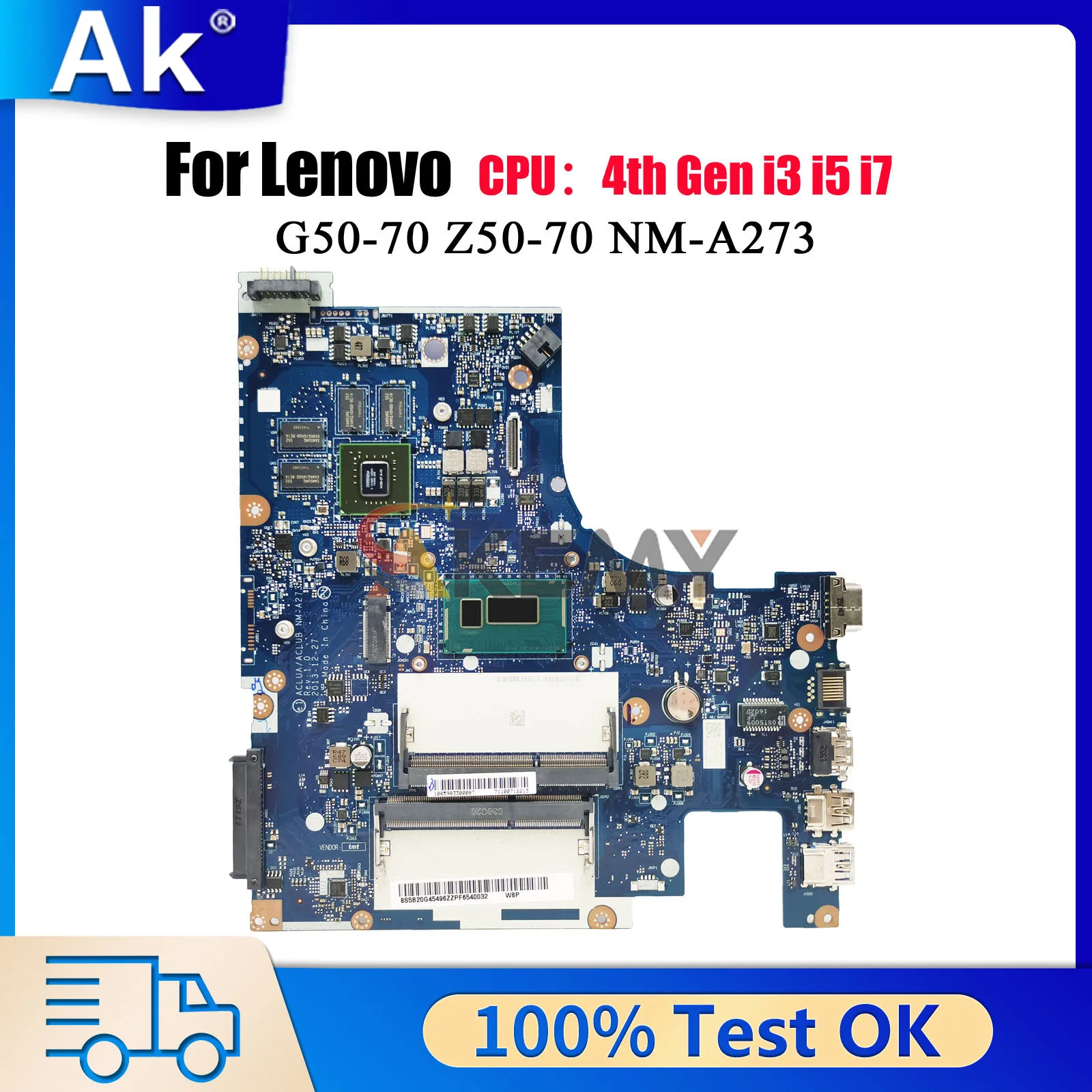 

NM-A273 для Lenovo Ideapad G50-70 Z50-70 с процессором i3 i5 i7 GT820M 840M 2 ГБ 4 ГБ GPU Материнская плата для ноутбука 100% протестирована нормально