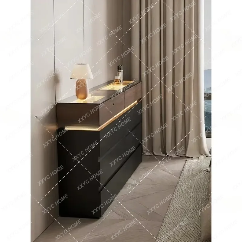 XXUltra Thin Jewelry Cabinet Bedroom Chest of Drawers Light Luxury Style Extremely Narrow Storage Locker for End of Bed Wall