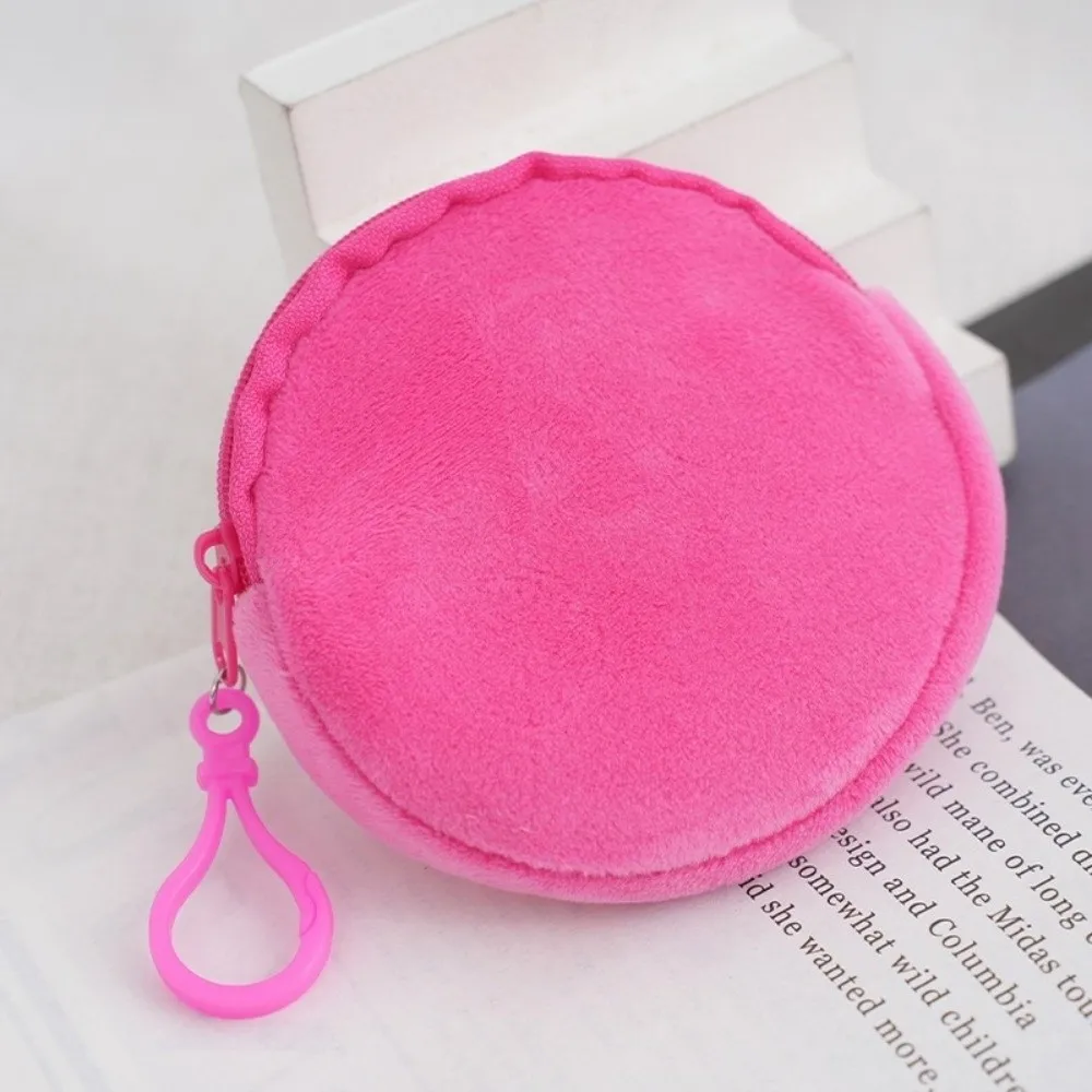 New Solid Color Coin Purse Round Shape ID Card Bag Kawaii Style Minimalist Style Keychain Wallet Women's Use