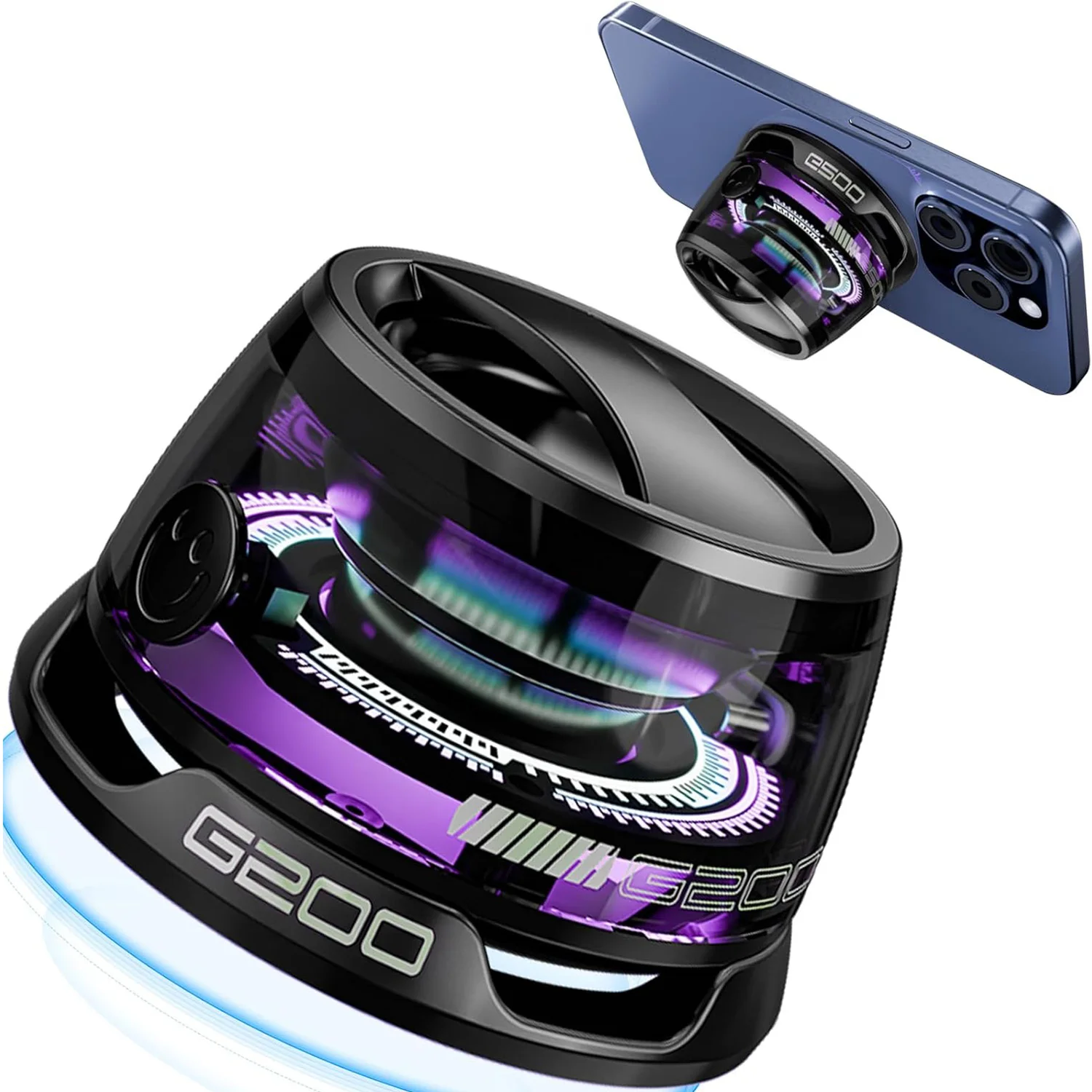 سمّاعات بلوتوث محمولة هيكات G200 RGB الإضاءة مكبر صوت مغناطيسي BT5.3 صندوق صوت صغير 7 ساعات تشغيل حامل هاتف