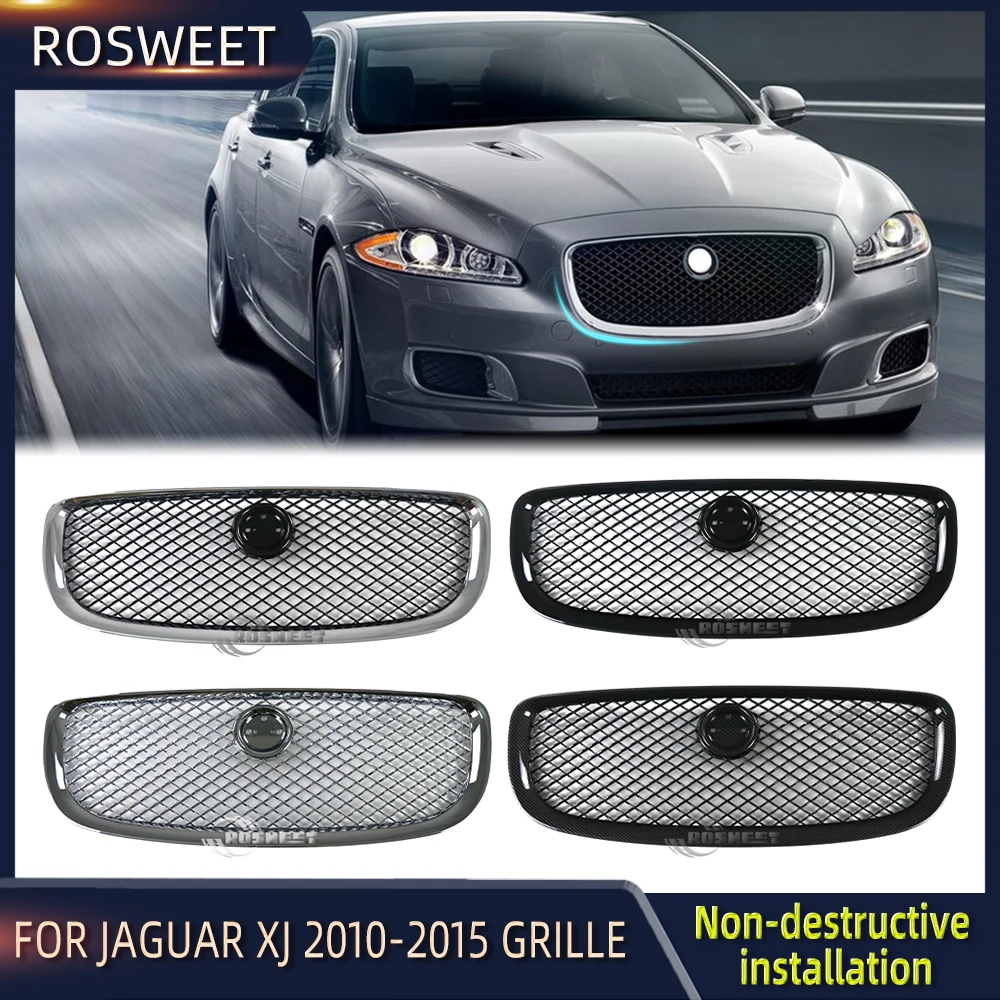 

ROSWEET Car Front Bumper Lower Center Mesh Grills For Jaguar XJ 2010 2011 2012 2013 2014 2015 Front Grille Accessories C2D23092