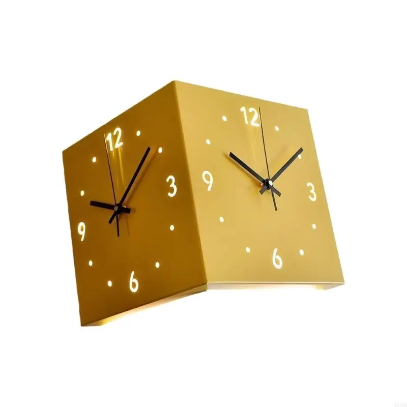 H8WB Double Sided Corner Wall Clock,Battery Operated Silents Wall Clock for Bedroom