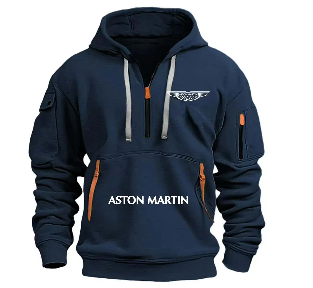 

Aston Martin racing team men's and women's all-season half-zip hooded sweatshirt, fashionable casual street-style hooded sweatsh