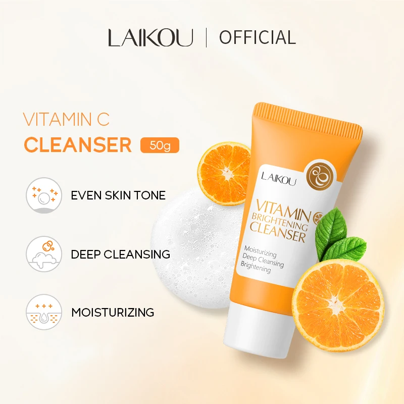 LAIKOU Vitamin C Cleanser Deep Cleansing Brightening Moisturizing Oil Control 50g