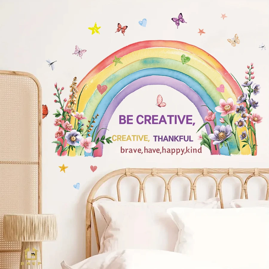 Rainbow Butterfly Wall Stickers - Home Decoration Waterproof Removable Decals For Kids Room, Nursery Decor