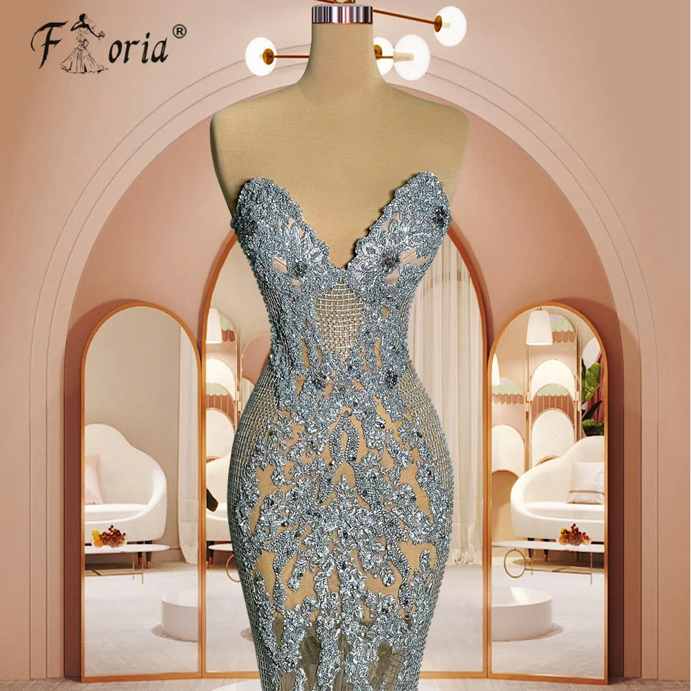 Lindo Prata Sereia Longo Formal Vestidos De Festa 2023 Sexy Ver Através Lantejoula Lace Longo Mulher Ocasião Vestidos Plus Size