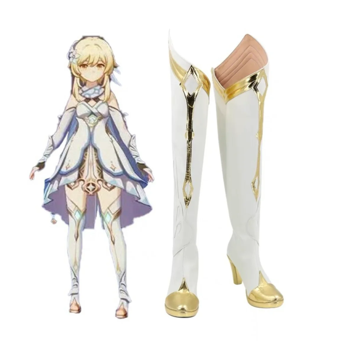 

Genshin Impact Traveller Lumine Cosplay Boots Shoes Custom Made Shoes Halloween Carnival