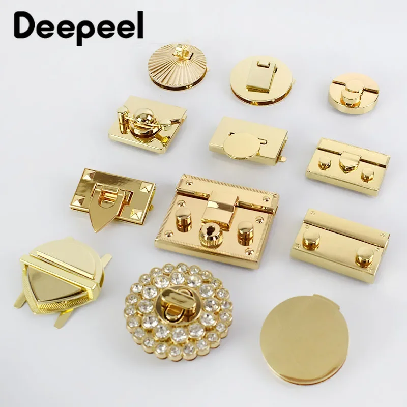 1/2/3Pcs Deepeel LightGold Metal Locks Turn Twist Spring Lock Buckle Bag Purse  Closure Latch Bags Parts Hardware Accessories