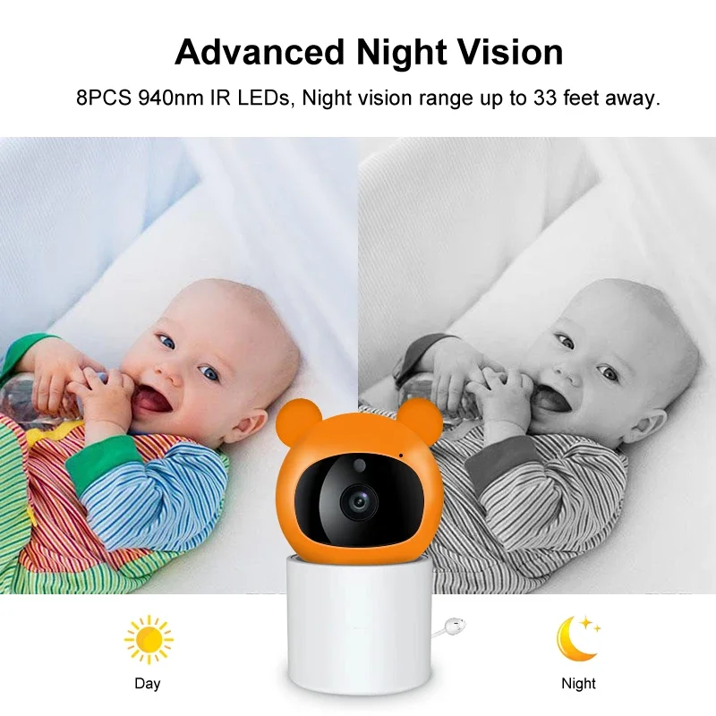 

Baby Monitor 5 Inch 2.4G Wireless Connection Baby Camera Scheduled Feeding Temperature Monitoring Infrared Soothing Music
