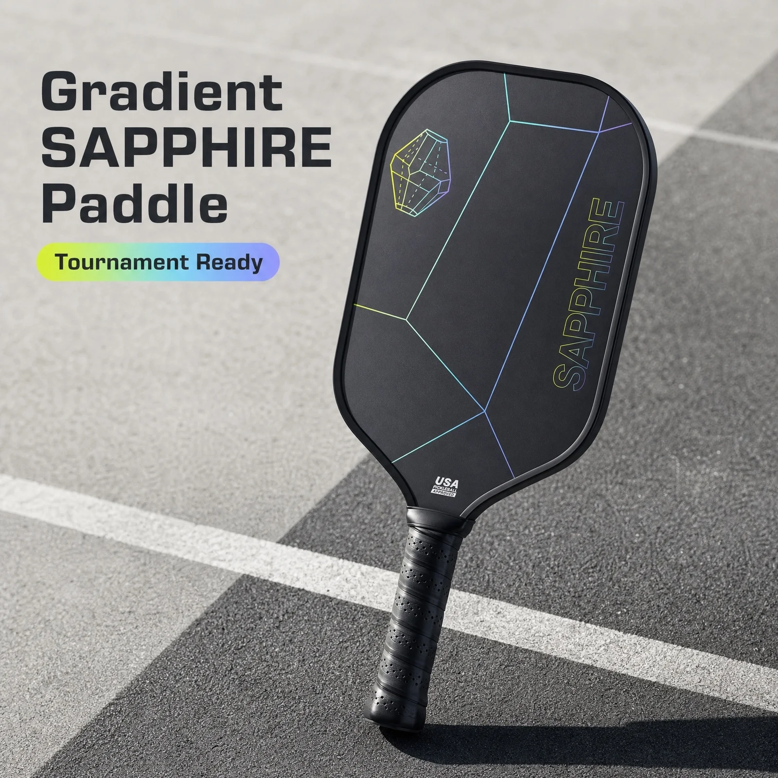 Sapphire Carbon Fiber Pickleball Paddle, 16mm Polymer Honeycomb Core, USAPA Approved Racket for Outdoor Competition Training