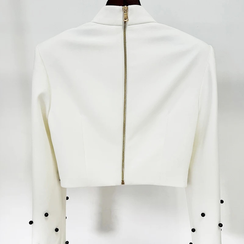 HIGH STREET Newest 2025Fashion Designer Runway Suit Set Women's Pearls Beaded Tops Long Skirt Set 2pcs conjunto dos piezas mujer