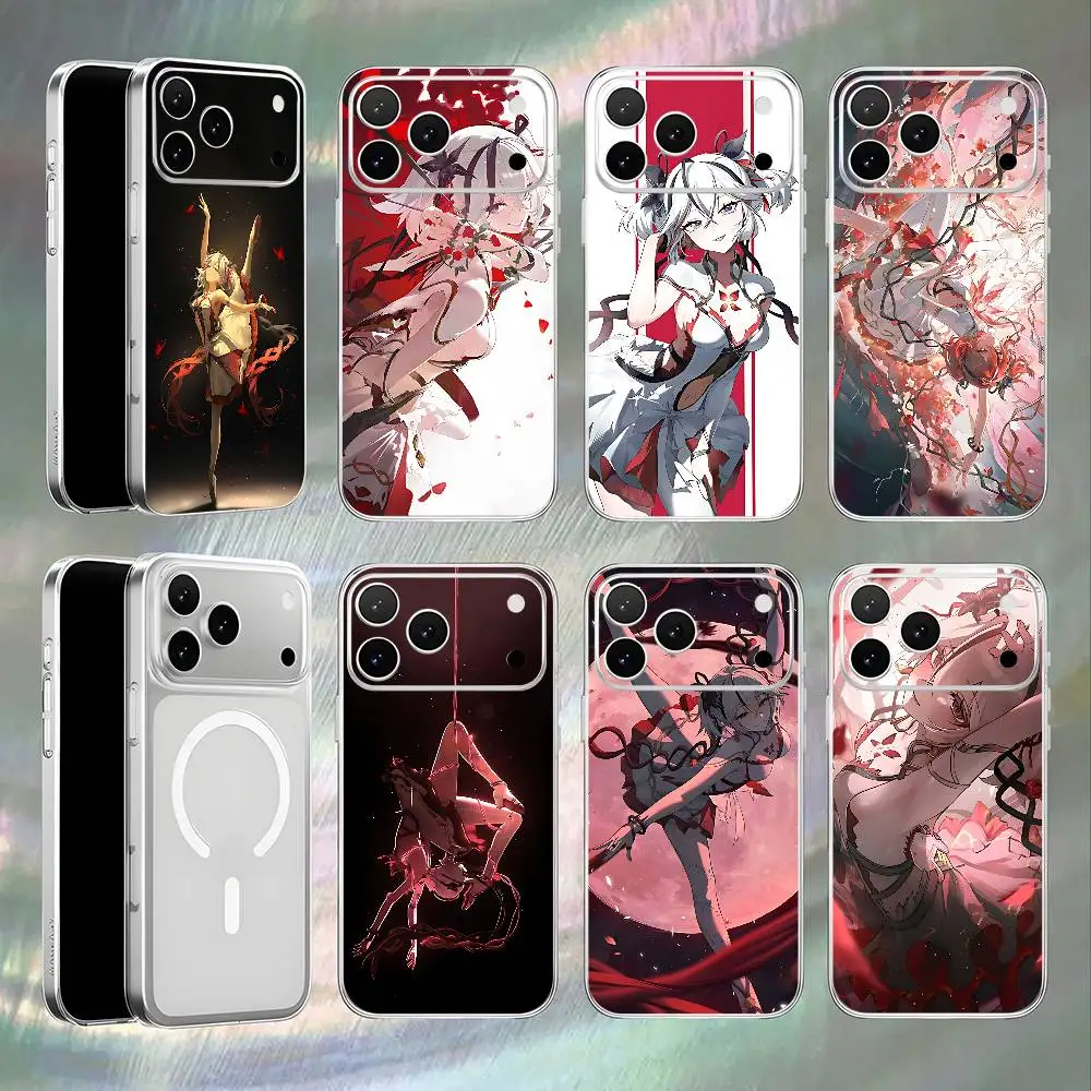 c-camellya Shockproof Transparent White Phone Case For iPhone 17,16,15,14,13,12,11,Pro,Max Magnetic Wireless Charging